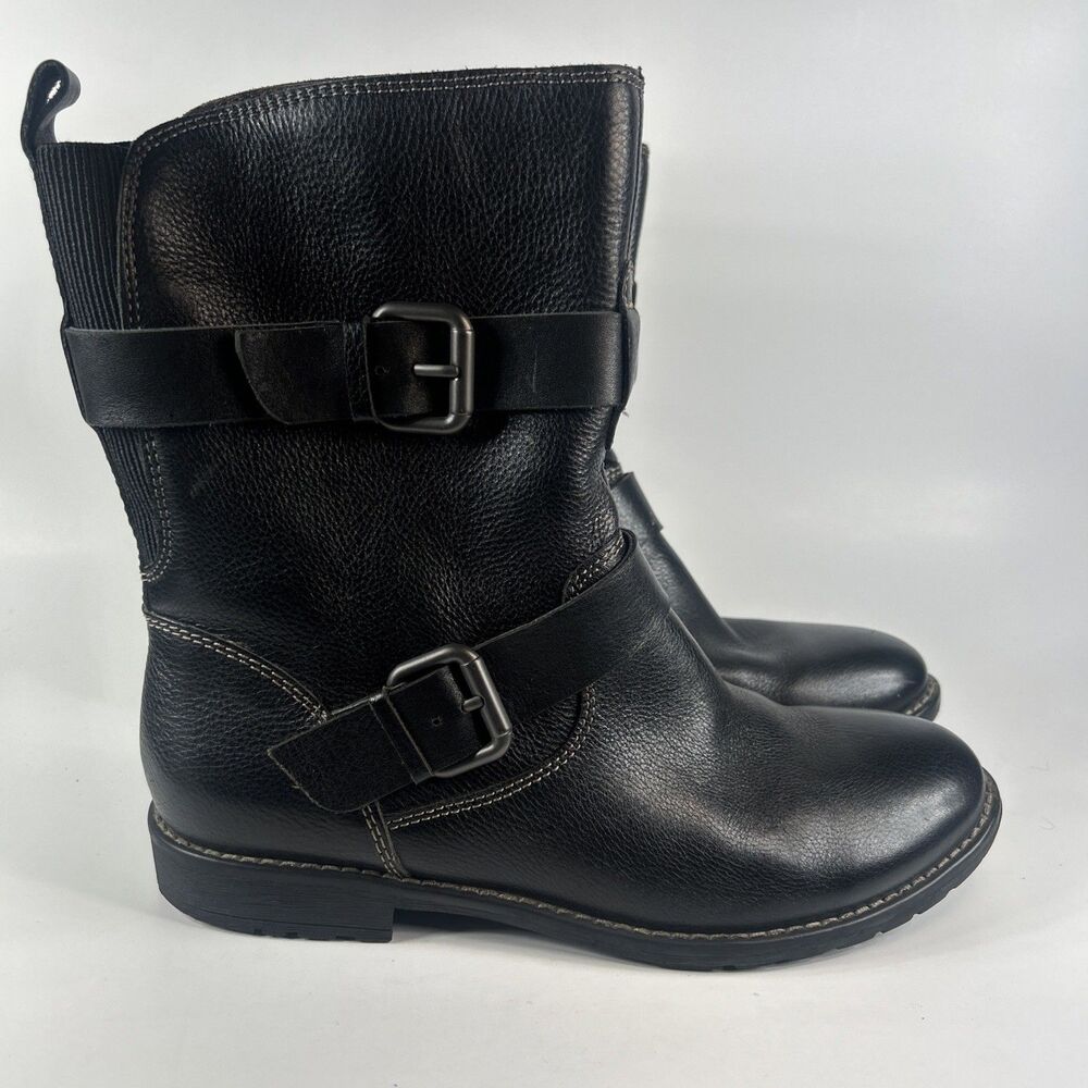 Montana Buckle Moto Women’s Boots Size 8M Black Leather Soft